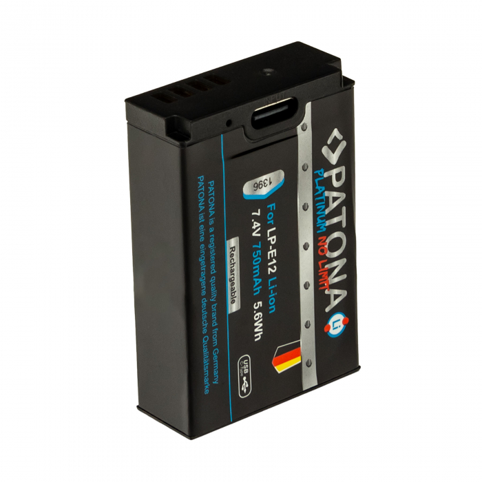 Acumulator cu intrare USB-C pentru Canon LP-E12 750mAh Patona Platinum [4]