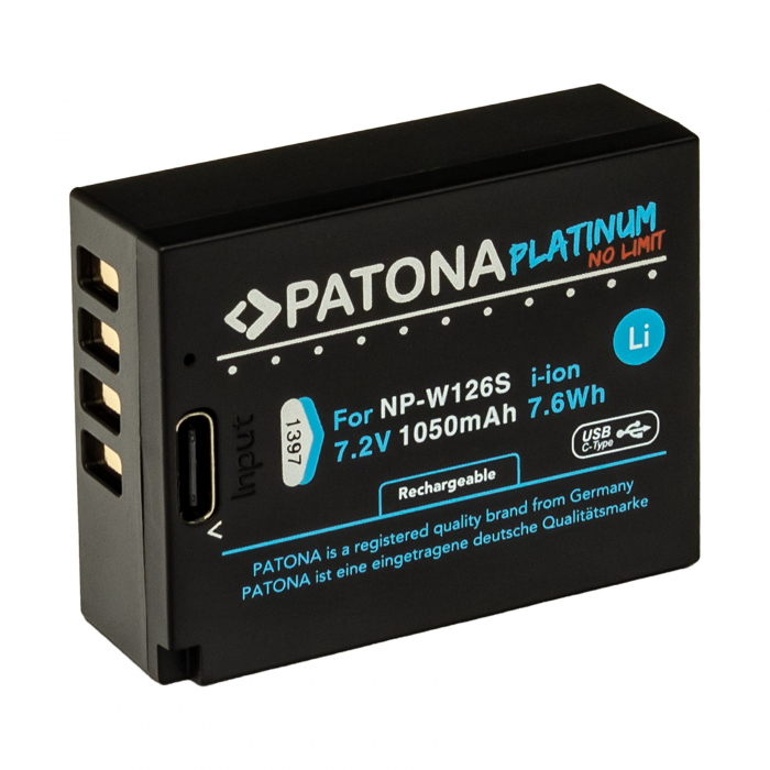 Acumulator cu intrare USB-C pentru Fuji NP-W126S 1050 mAh Patona Platinum [2]