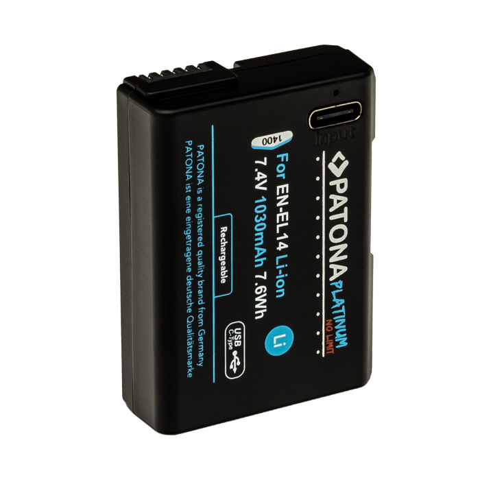 Acumulator cu intrare USB-C pentru Nikon EN-EL14 1030mAh Patona Platinum [5]