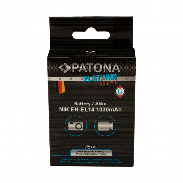 Acumulator cu intrare USB-C pentru Nikon EN-EL14 1030mAh Patona Platinum [8]