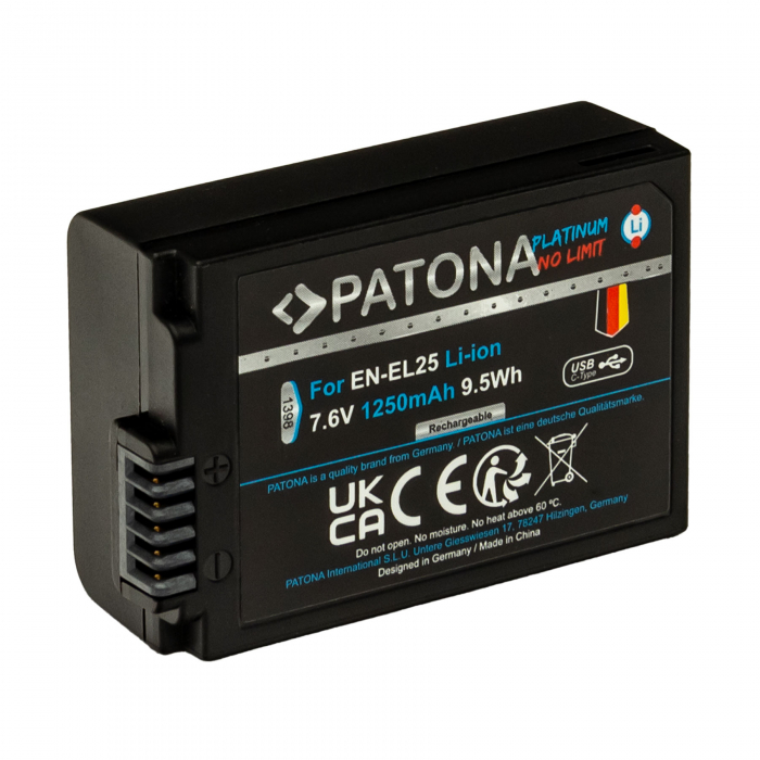Acumulator cu intrare USB-C pentru Nikon EN-EL25 1250mAh Patona Platinum [2]