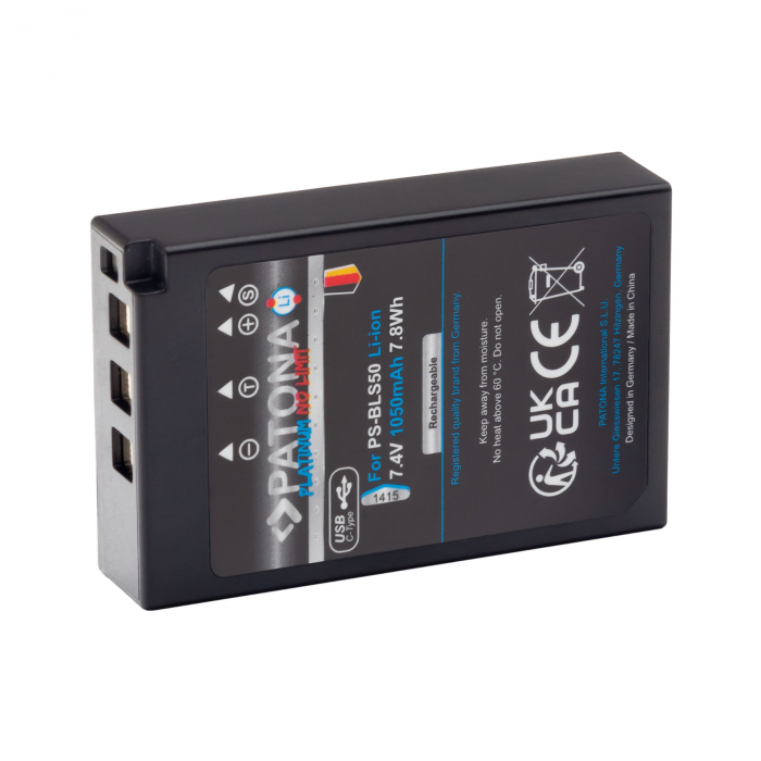 Acumulator cu intrare USB-C pentru Olympus BLS-5 E-P3 E-PL2 E-PL3 E-PM1 1050 mAh Patona Platinum [4]