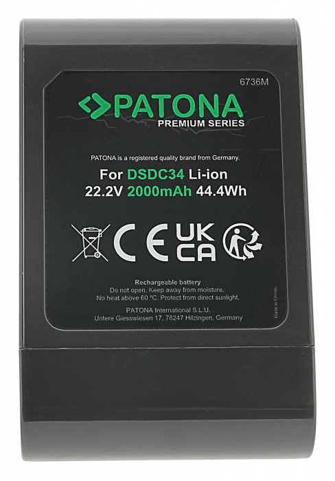 Acumulator pentru Dyson DC30 DC31 DC34 DC35 DC43 DC45 DC56 DC57 2000mAh Patona Premium [3]