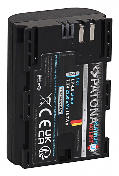 Acumulator tip Canon LP-E6  cu port USB-C 2250mAh Patona Platinum [4]