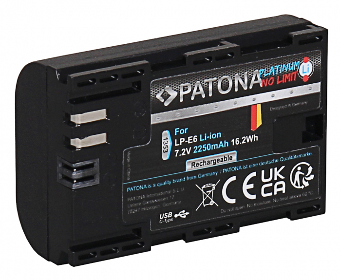 Acumulator tip Canon LP-E6  cu port USB-C 2250mAh Patona Platinum [2]