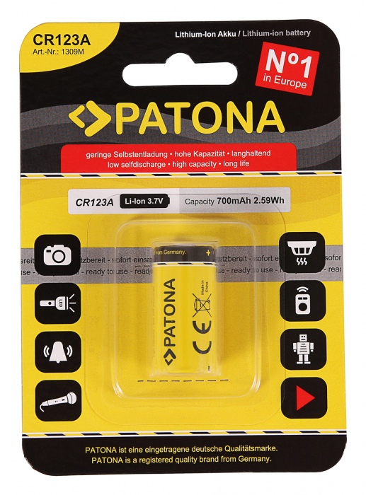 Acumulator tip CR123A 700mAh Patona [5]