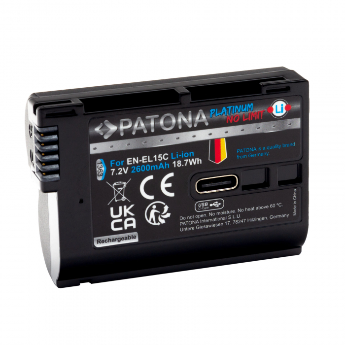 Acumulator tip Nikon EN-EL15 cu port USB-C 2600mAh Patona Platinum [2]