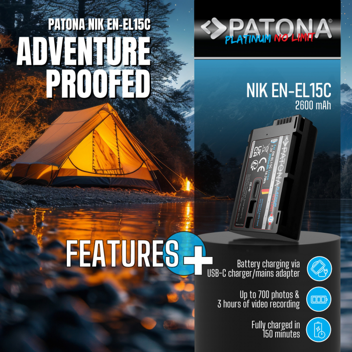 Acumulator tip Nikon EN-EL15 cu port USB-C 2600mAh Patona Platinum [8]