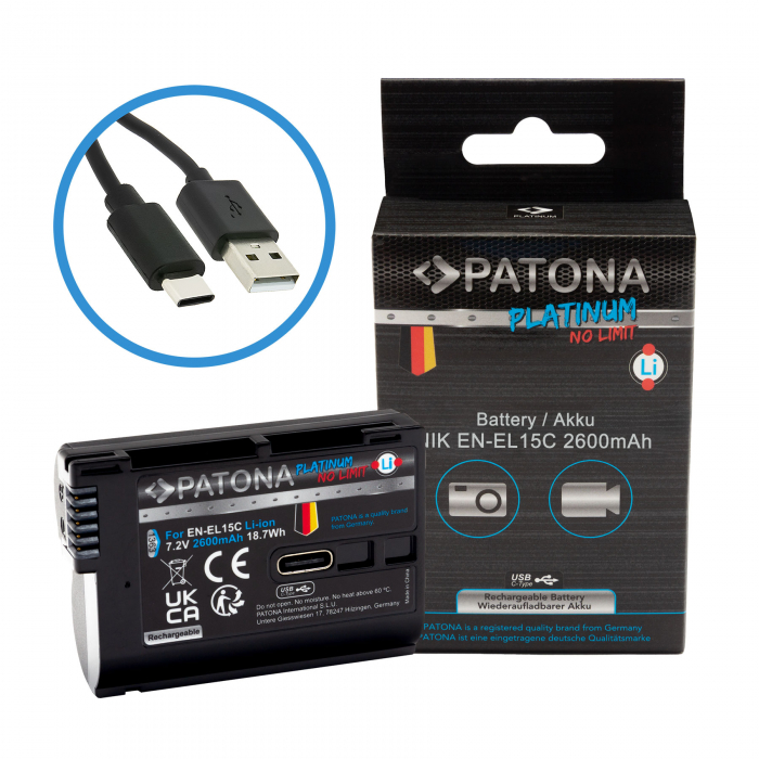 Acumulator tip Nikon EN-EL15 cu port USB-C 2600mAh Patona Platinum [1]