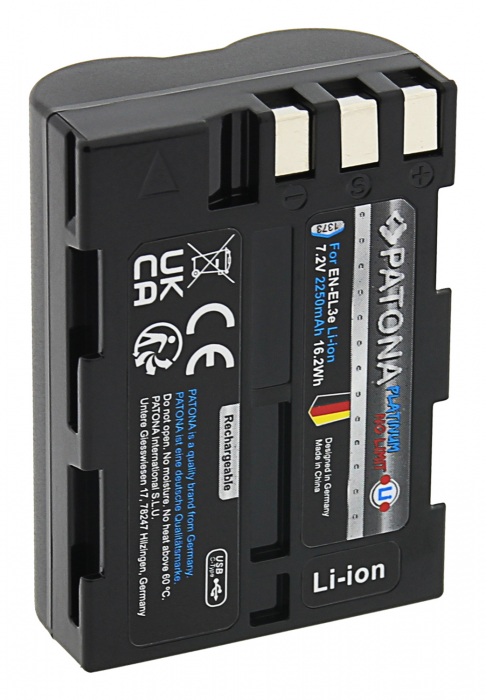 Acumulator tip Nikon EN-EL3e cu port USB-C 2250mAh Patona Platinum [6]