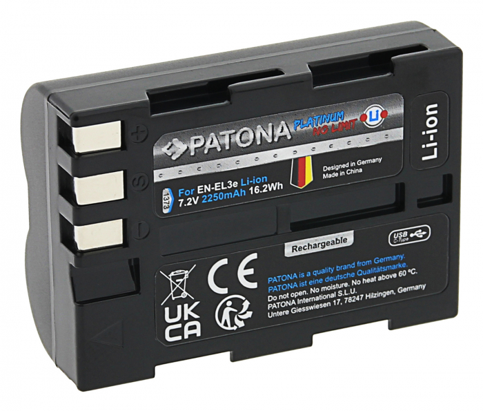 Acumulator tip Nikon EN-EL3e cu port USB-C 2250mAh Patona Platinum [2]