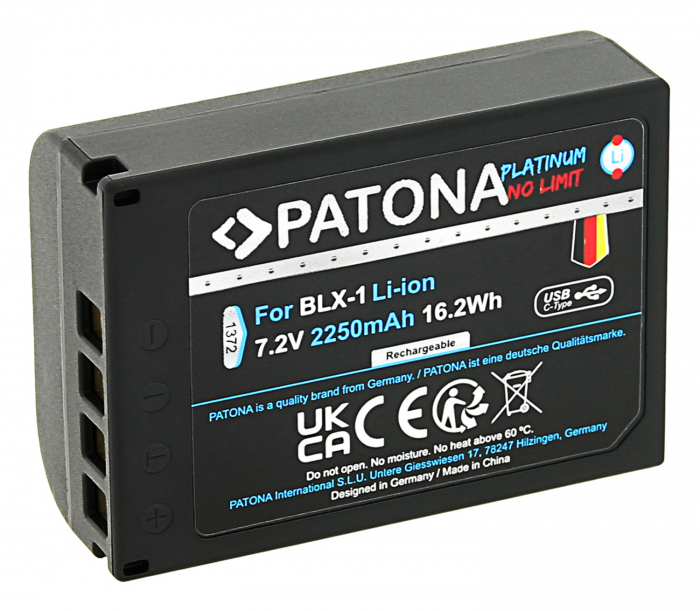 Acumulator tip Olympus BLX-1 cu port USB-C 2250mAh Patona Platinum [2]