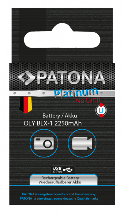 Acumulator tip Olympus BLX-1 cu port USB-C 2250mAh Patona Platinum [7]