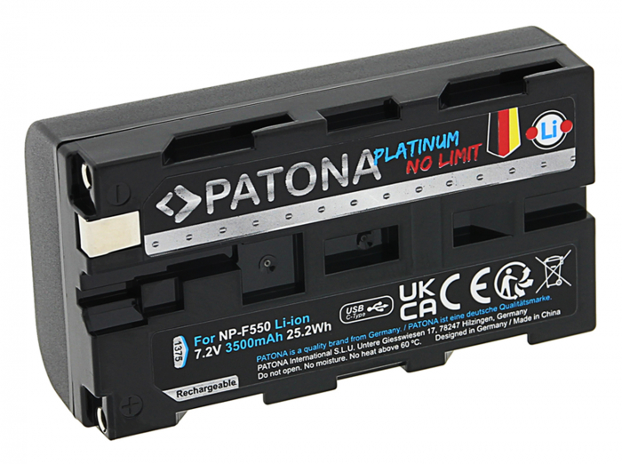 Acumulator tip Sony NP-F550 cu port USB-C 3500mAh Patona Platinum [2]