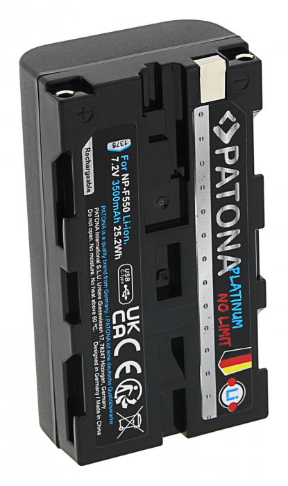 Acumulator tip Sony NP-F550 cu port USB-C 3500mAh Patona Platinum [7]