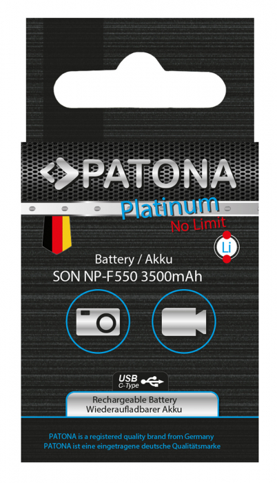 Acumulator tip Sony NP-F550 cu port USB-C 3500mAh Patona Platinum [8]