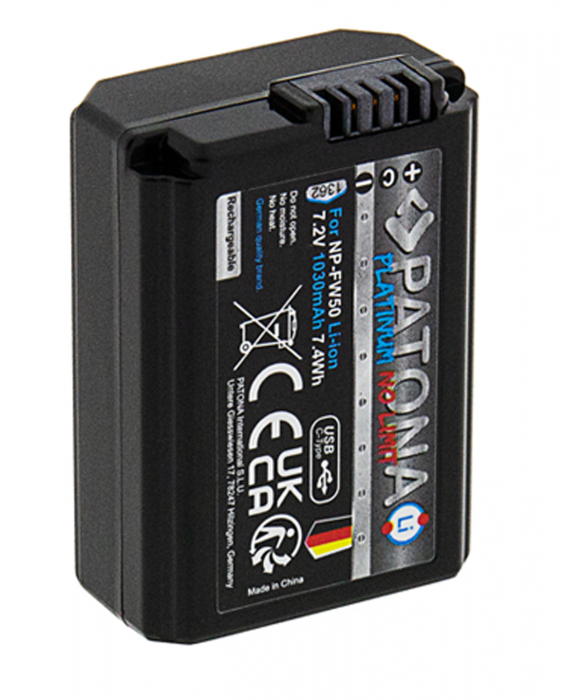 Acumulator tip Sony NP-FW50 cu port USB-C 1030mAh Patona Platinum [4]