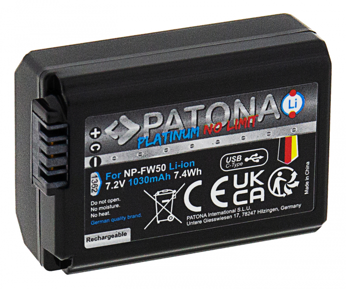 Acumulator tip Sony NP-FW50 cu port USB-C 1030mAh Patona Platinum [2]