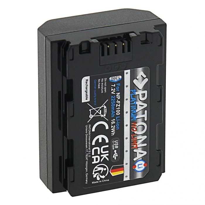Acumulator tip Sony NP-FZ100 cu port USB-C 2250mAh Patona Platinum [4]