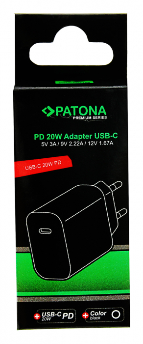 Adaptor retea PD20W 5V/3A 9V/2.22A 12V/1.67A USB-C PD3.0 QC3.0 Patona Premium [6]