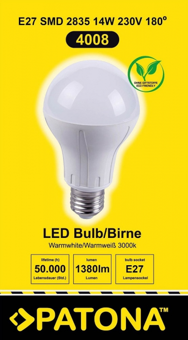 Bec LED E27 14W alb cald echivalent 120W [3]