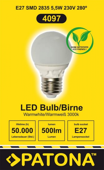 Bec LED E27 5,5W alb cald echivalent 45W [3]