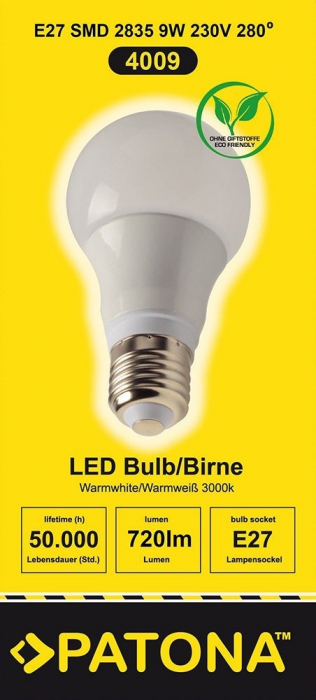 Bec LED E27 9W alb cald echivalent 70W [3]