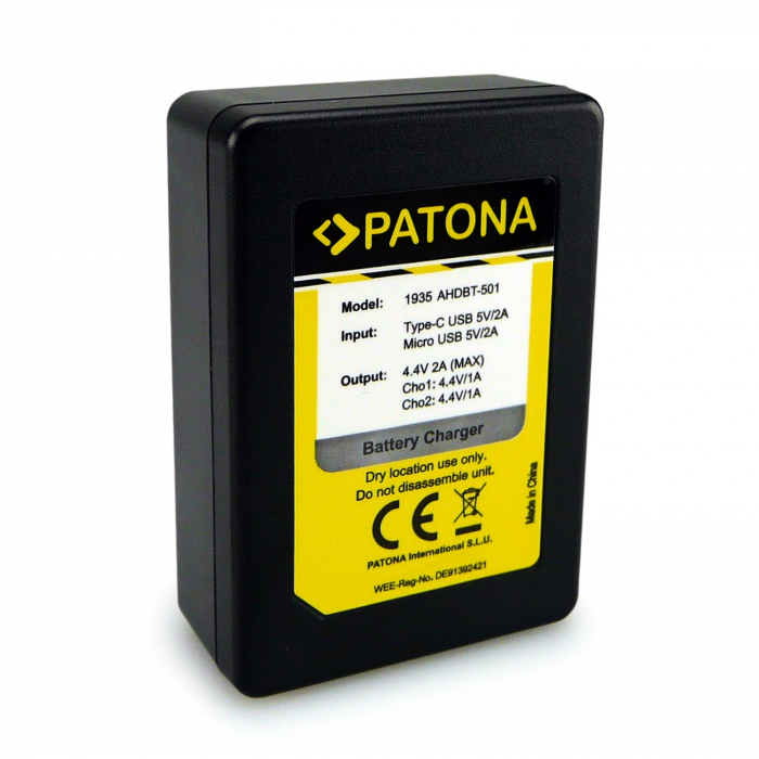 Incarcator Dual pentru GoPro 5, 6, 7, 8 AHDBT-501 AHDBT-701 AHDBT-801 Patona [3]