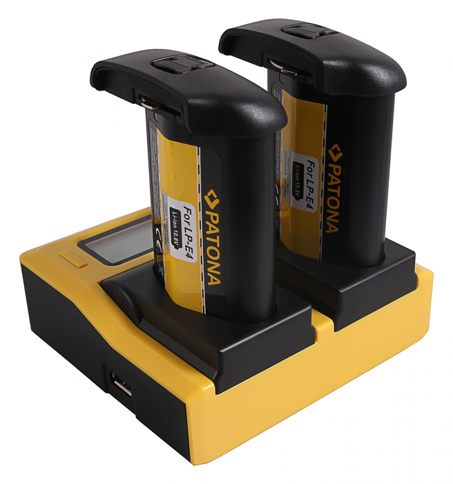 Incarcator DUAL LCD cu placute pentru acumulator Canon LP-E4 Patona [4]