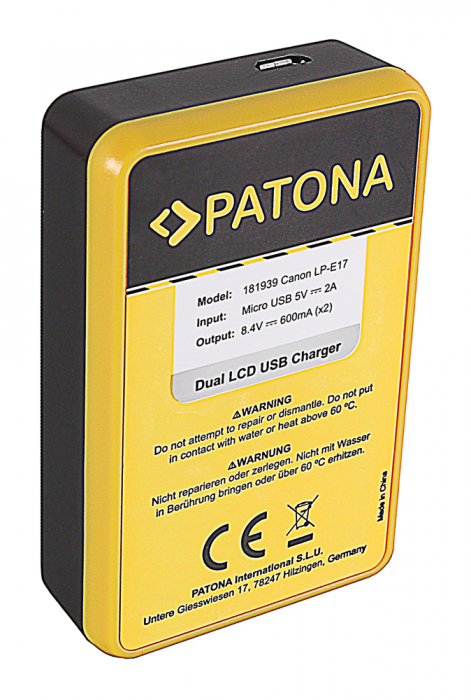 Incarcator Dual USB cu LCD pentru acumulator Canon LP-E17 Patona [5]