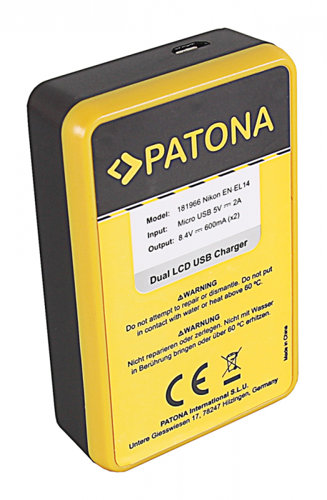 Incarcator Dual USB cu LCD pentru acumulator Nikon EN-EL14 Patona [5]