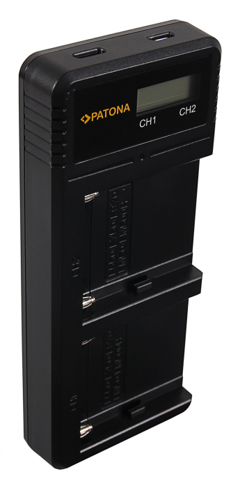Incarcator Dual USB LCD pentru acumulator Sony NP-F550 NP-F750 NP-F970 FM50 FM500H Patona [2]