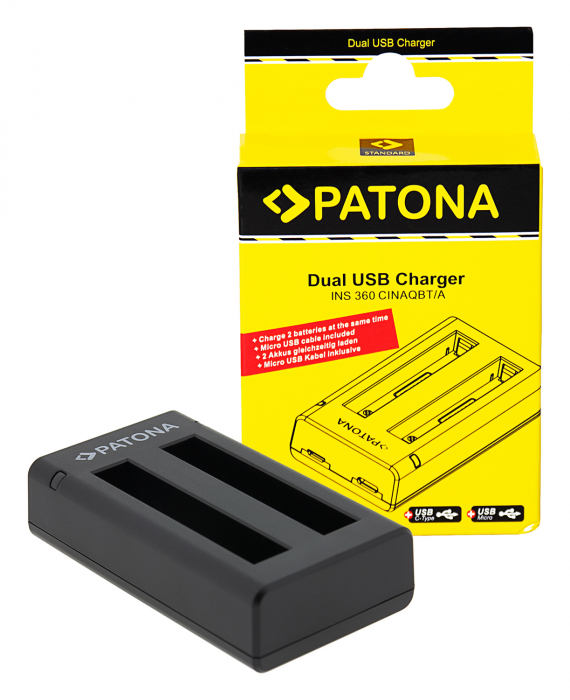 Incarcator Dual USB pentru acumulator Insta360 X3 CINAQBT/A Patona [1]
