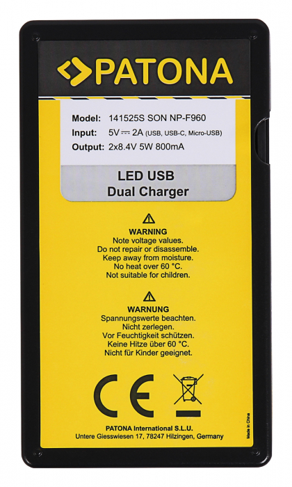 Incarcator Patona Dual LED USB pentru Sony NP-FM50 NP-F550 NP-F750 NP-F970 [3]