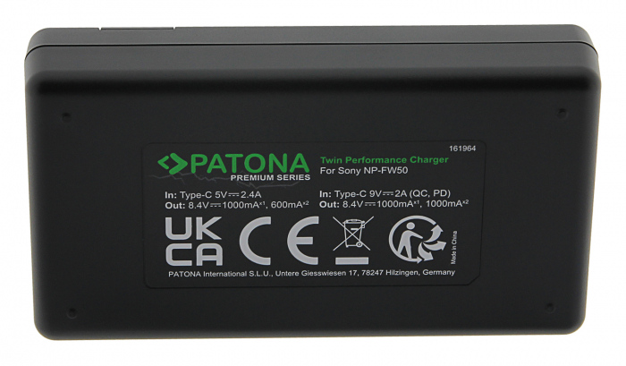 Incarcator rapid Dual Twin Performance PD pentru acumulator Sony NP-FW50 Patona Premium [5]