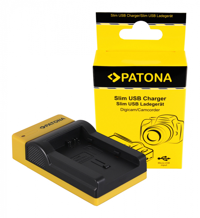 Incarcator slim micro-USB pentru acumulator Canon BP-808 Patona [1]