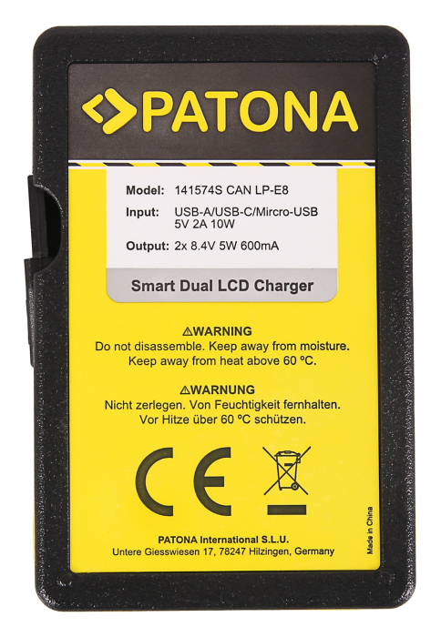 Incarcator Smart Dual LCD USB pentru acumulator Canon LP-E8 Patona [3]