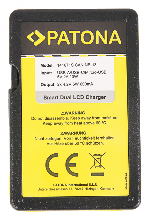 Incarcator Smart Dual LCD USB pentru acumulator Canon NB-13L Patona [3]