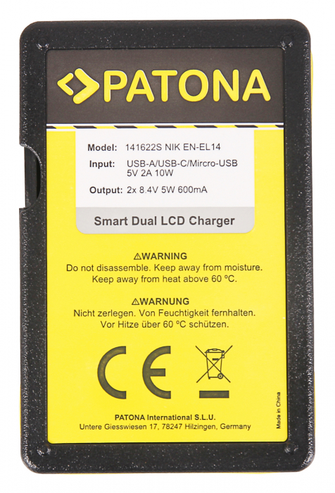 Incarcator Smart Dual LCD USB pentru acumulator Nikon EN-EL14 Patona [3]
