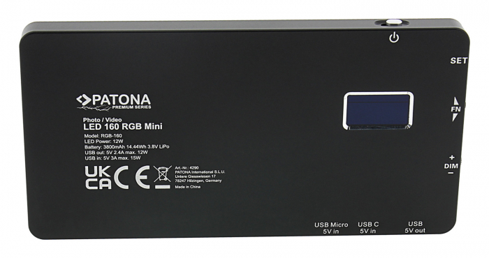 LED foto/video cu 160 de LED-uri RGB reglabile și 3 scene Patona Premium [3]