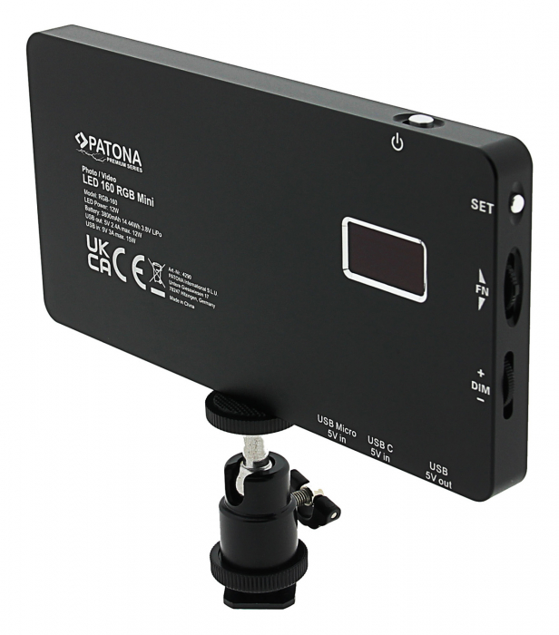 LED foto/video cu 160 de LED-uri RGB reglabile și 3 scene Patona Premium [9]