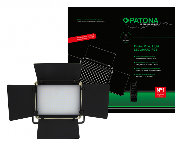 LED foto/video cu 216 LED-uri RGB reglabile include telecomandă Patona Premium [10]