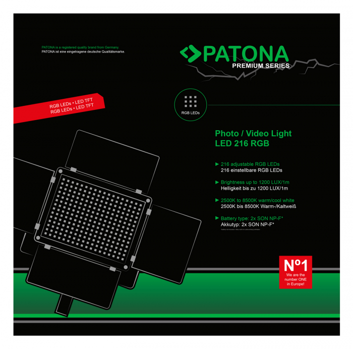 LED foto/vodeo cu 216 LED-uri RGB reglabile Patona Premium [9]