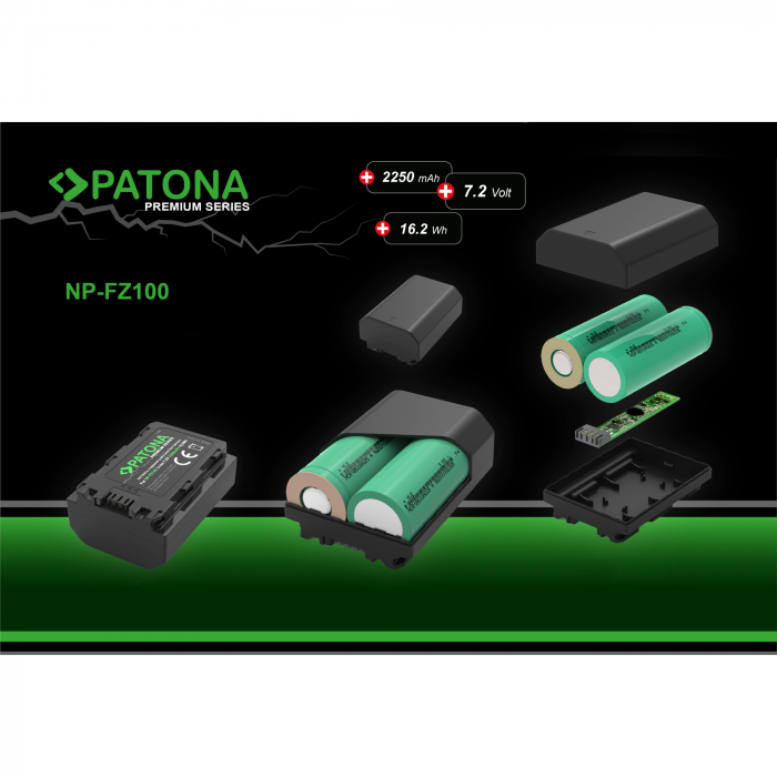 Pachet 2x Acumulator Patona Premium Sony NP-FZ100 pentru Alpha 9, Alpha 7RM3, 7M3, A7 R III si Microfibra Smardy [3]