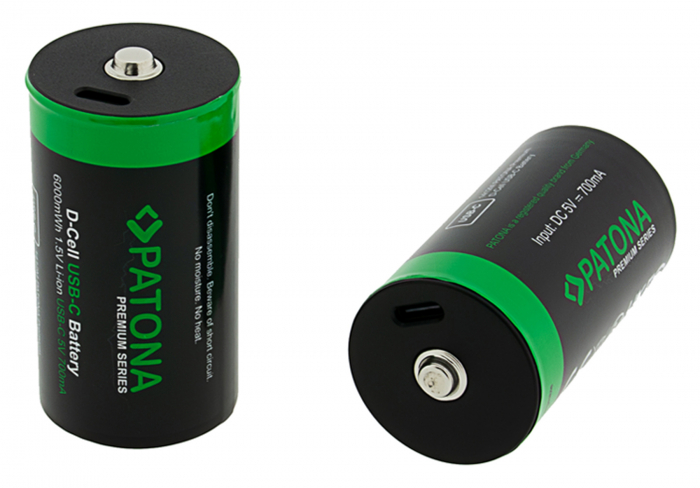 Pachet 2x Acumulatori Patona Premium LR20 Mono Li-ion 4000mAh cu USB-C, cablu de incarcare inclus [2]