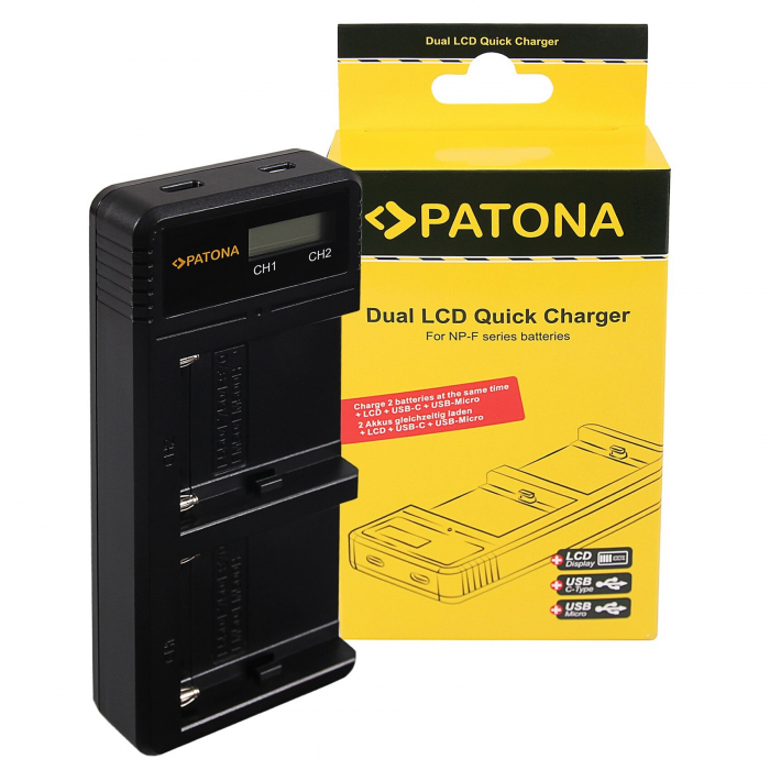 Pachet Incarcator Dual LCD 2x Acumulator Patona pentru Sony NP-F970 [2]