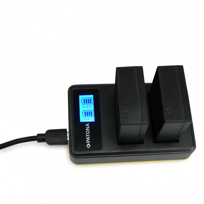 Pachet Incarcator Dual LCD USB si 2x Acumulator Patona Platinum LP-E8 pentru Canon EOS 550D, 600D, 700D [2]
