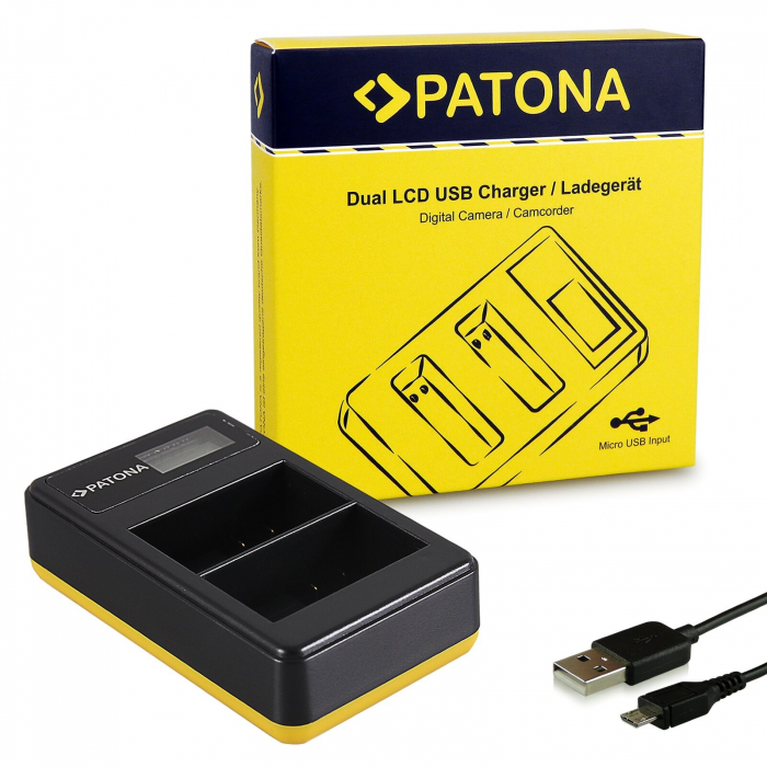 Pachet Incarcator Dual LCD USB si 2x Acumulator Patona Premium Nikon EN-EL15B [2]