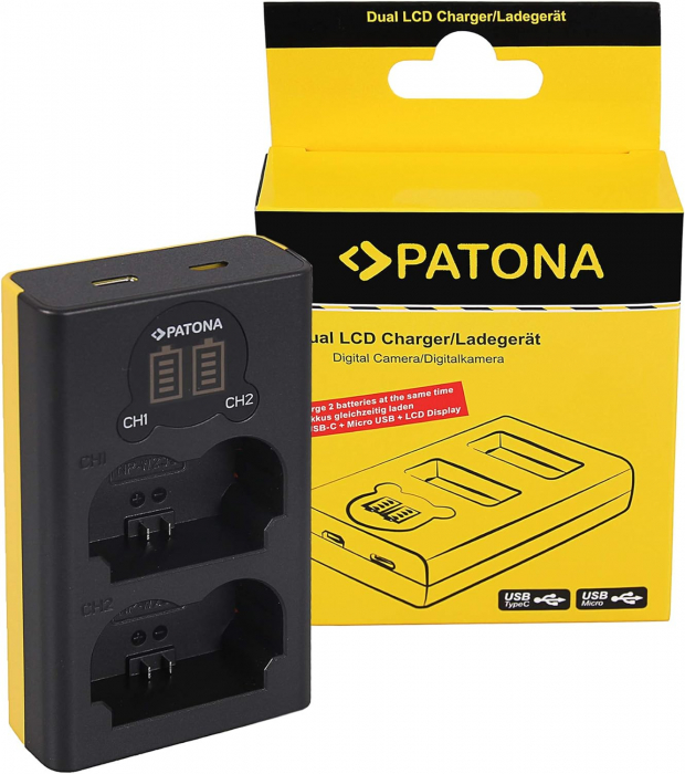 Pachet Incarcator Dual LCD USB si 2x Acumulatori Patona Protect NP-W235 pentru Fujifilm X-T4 XT4 [4]