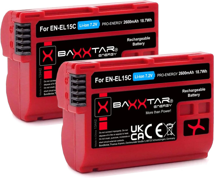 Pachet Incarcator Dual LCD USB si 2x Acumulatori Baxxtar Pro EN-EL15C 2600mAh pentru Nikon Z5 II Z6 II III Z7 II Z8 D500 D600 D610 D750 D780 D800 [3]